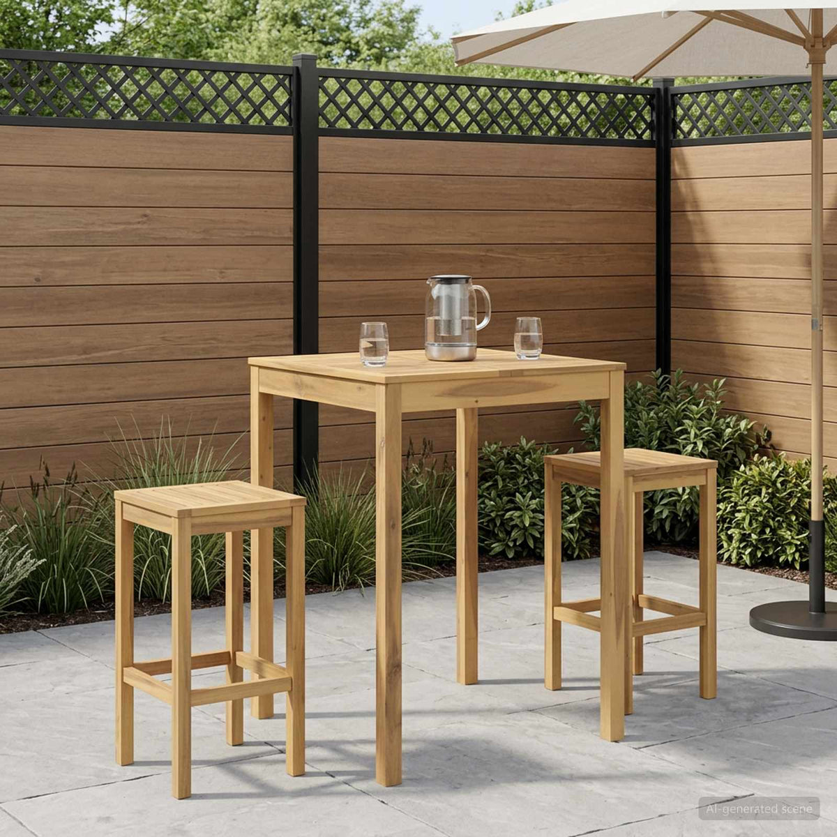 Tuinbar Tafel Wit 80 x 80,5 x 105 cm Massief Acaciahout
