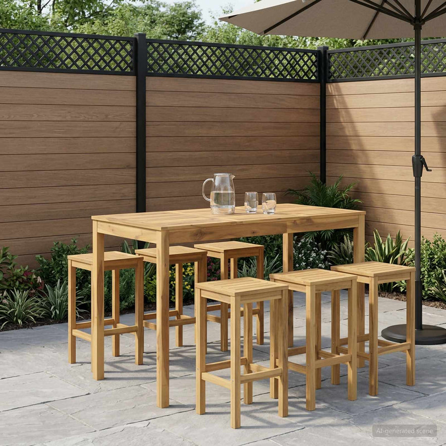 Tuinbar Tafel Wit 141 x 80,5 x 105 cm Massief Acaciahout
