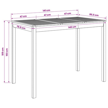 Tuinbar Tafel Wit 141 x 80,5 x 105 cm Massief Acaciahout