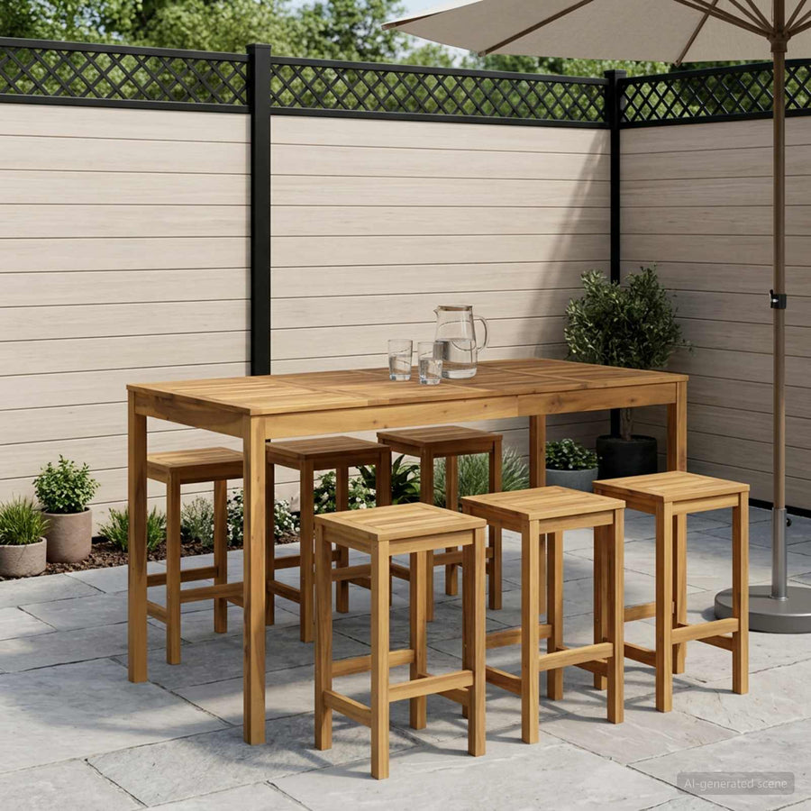 Tuinbar Tafel Wit 180 x 88,5 x 105 cm Massief Acaciahout