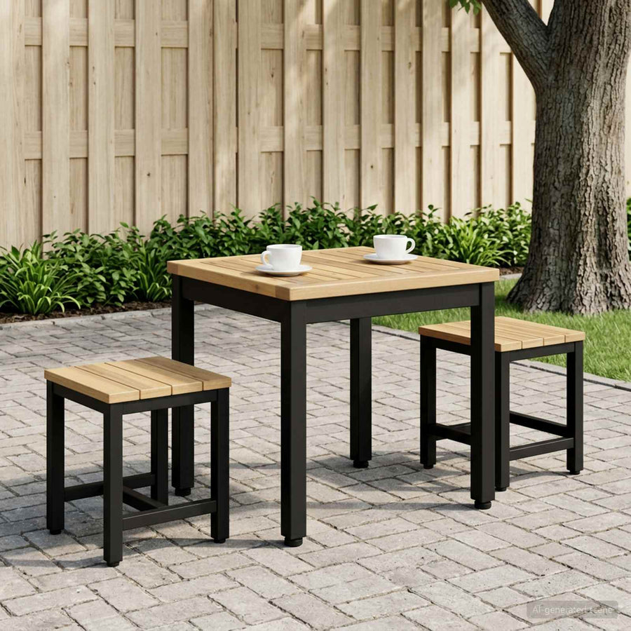 Salontafel Wit en zwart 40 x 40,5 x 36 cm Massief Acaciahout