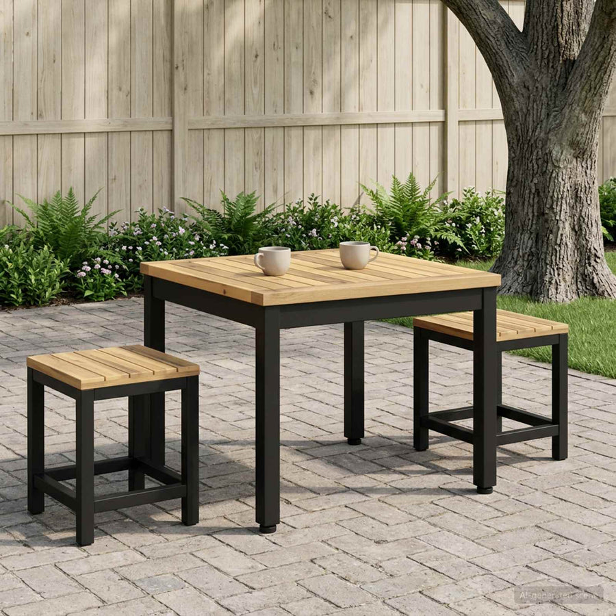 Salontafel Wit en zwart 50 x 48,5 x 36 cm Massief Acaciahout