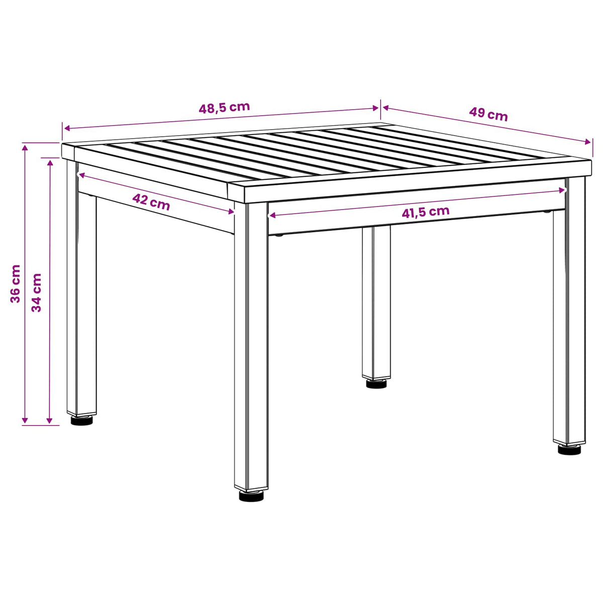 Salontafel Wit en zwart 50 x 48,5 x 36 cm Massief Acaciahout