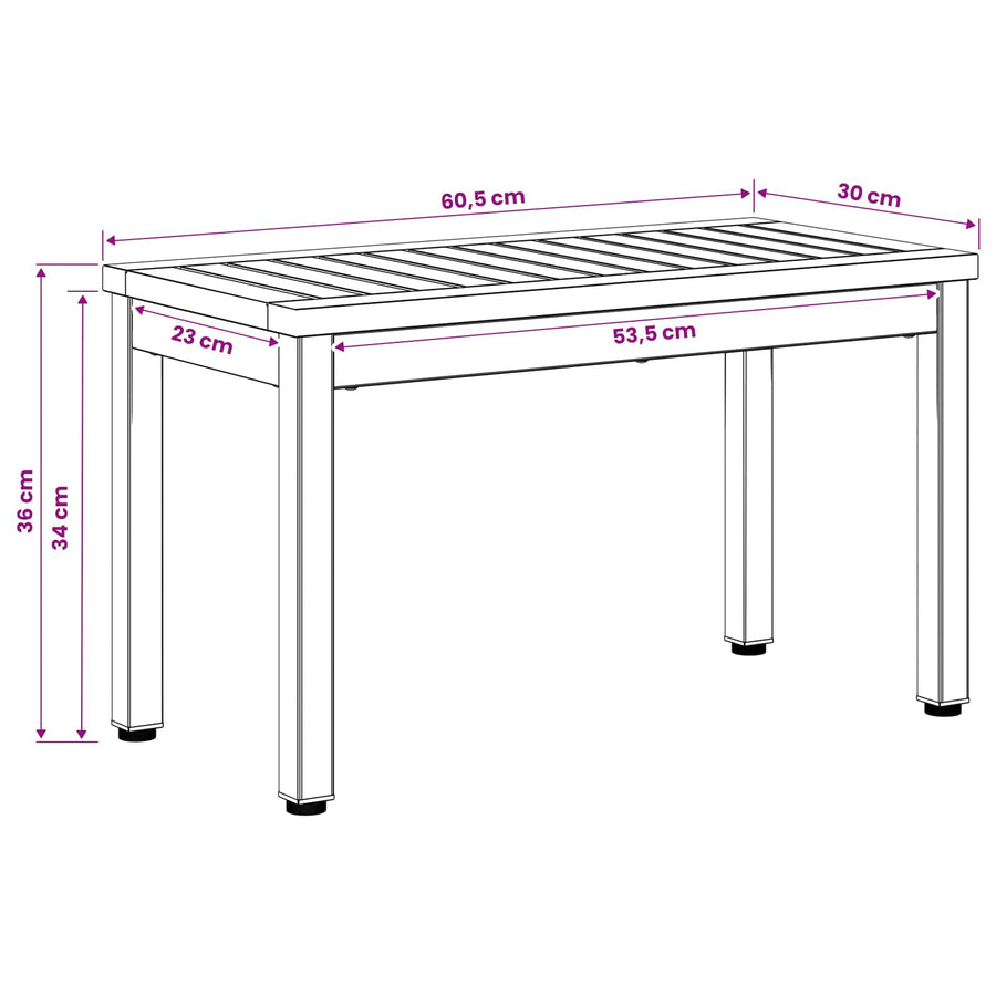 Salontafel Wit en zwart 60,5 x 30 x 36 cm Massief Acaciahout