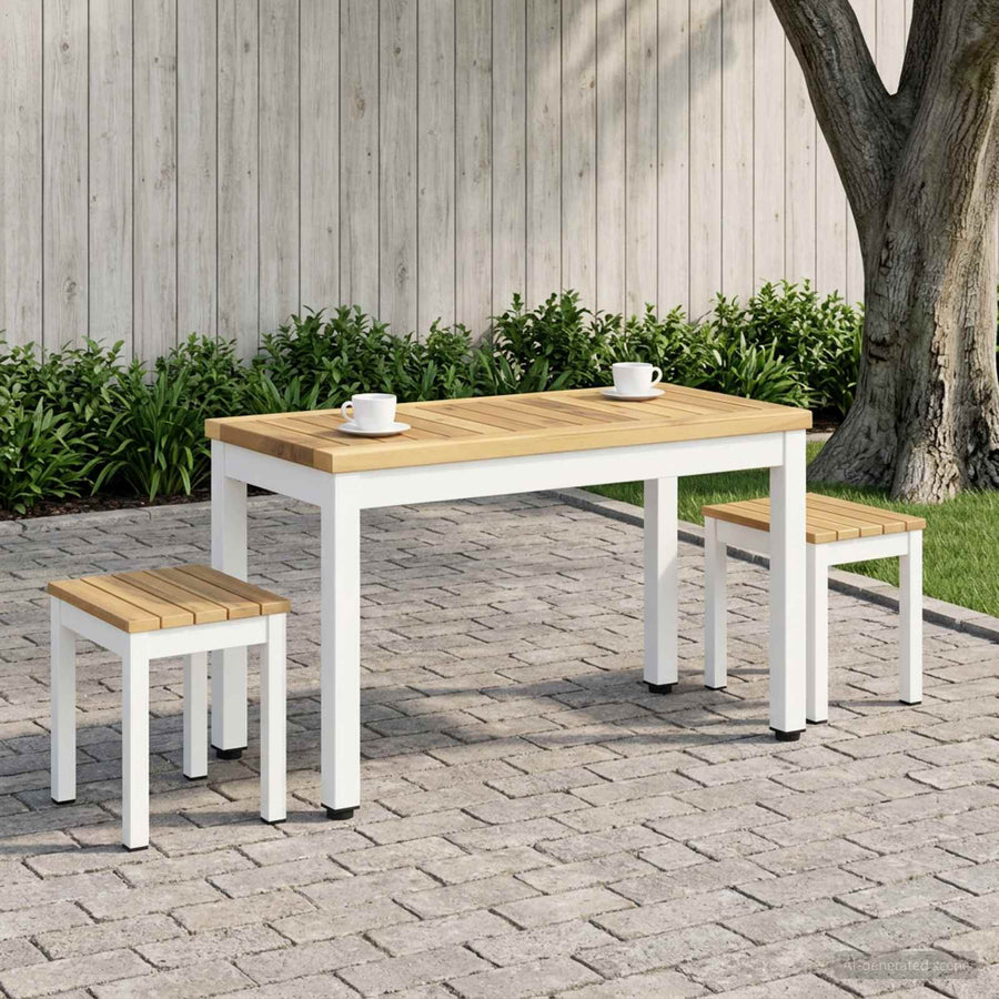 Salontafel Wit 60,5 x 30 x 36 cm Massief Acaciahout