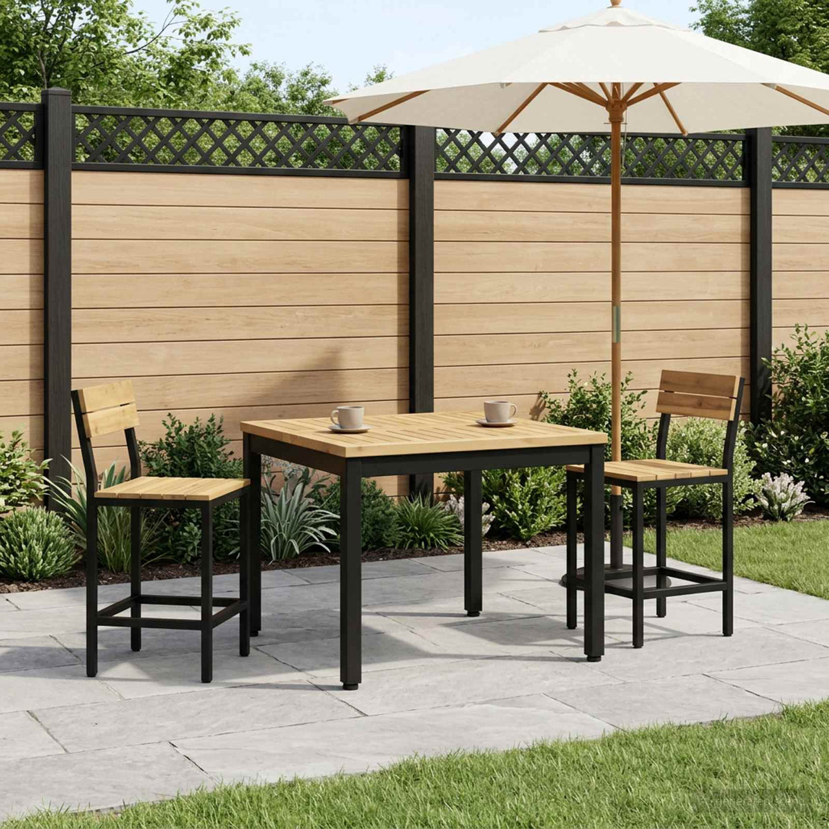 Salontafel Wit en zwart 60 x 60,5 x 36 cm Massief Acaciahout