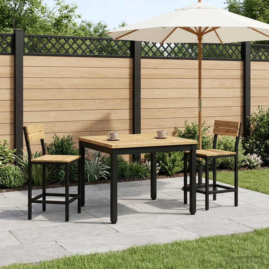 Salontafel Wit en zwart 60 x 60,5 x 36 cm Massief Acaciahout