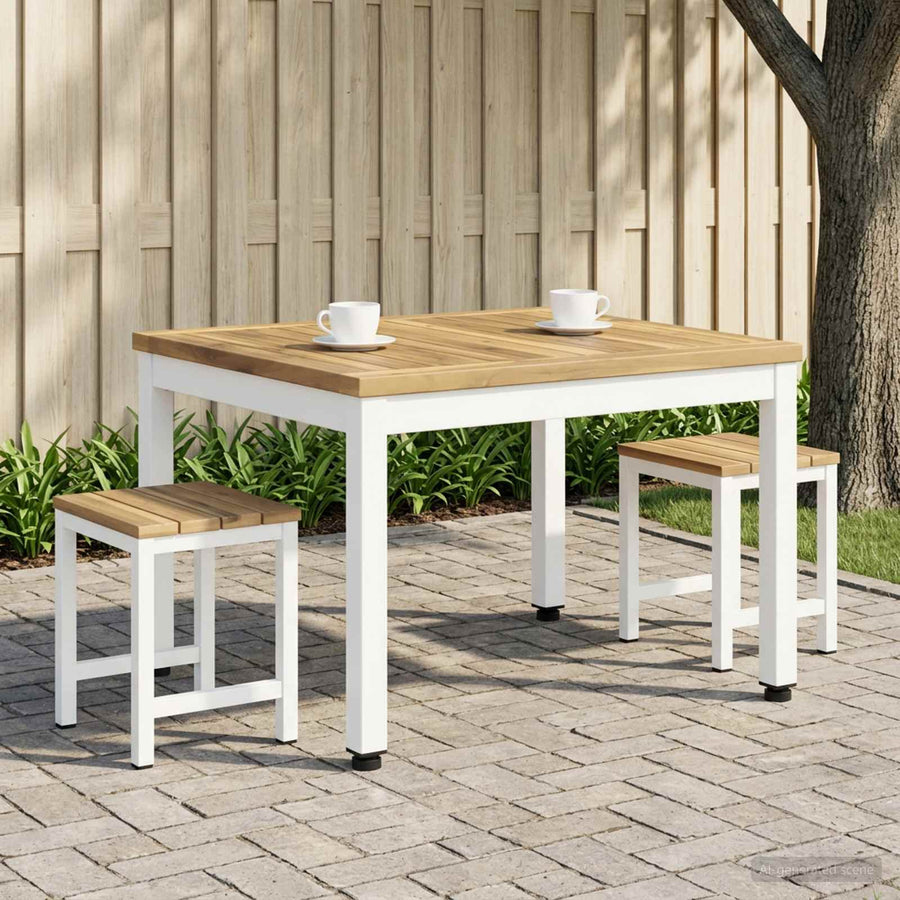 Salontafel Wit 49 x 60,5 x 36 cm Massief Acaciahout