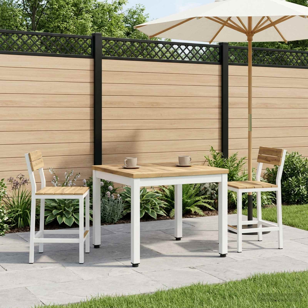 Salontafel Wit 49 x 60,5 x 36 cm Massief Acaciahout