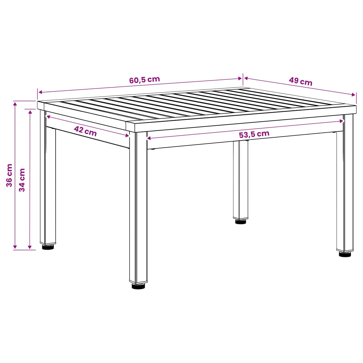 Salontafel Wit 49 x 60,5 x 36 cm Massief Acaciahout