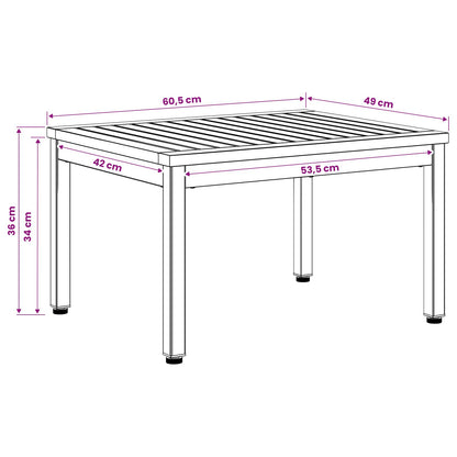 Salontafel Wit 49 x 60,5 x 36 cm Massief Acaciahout