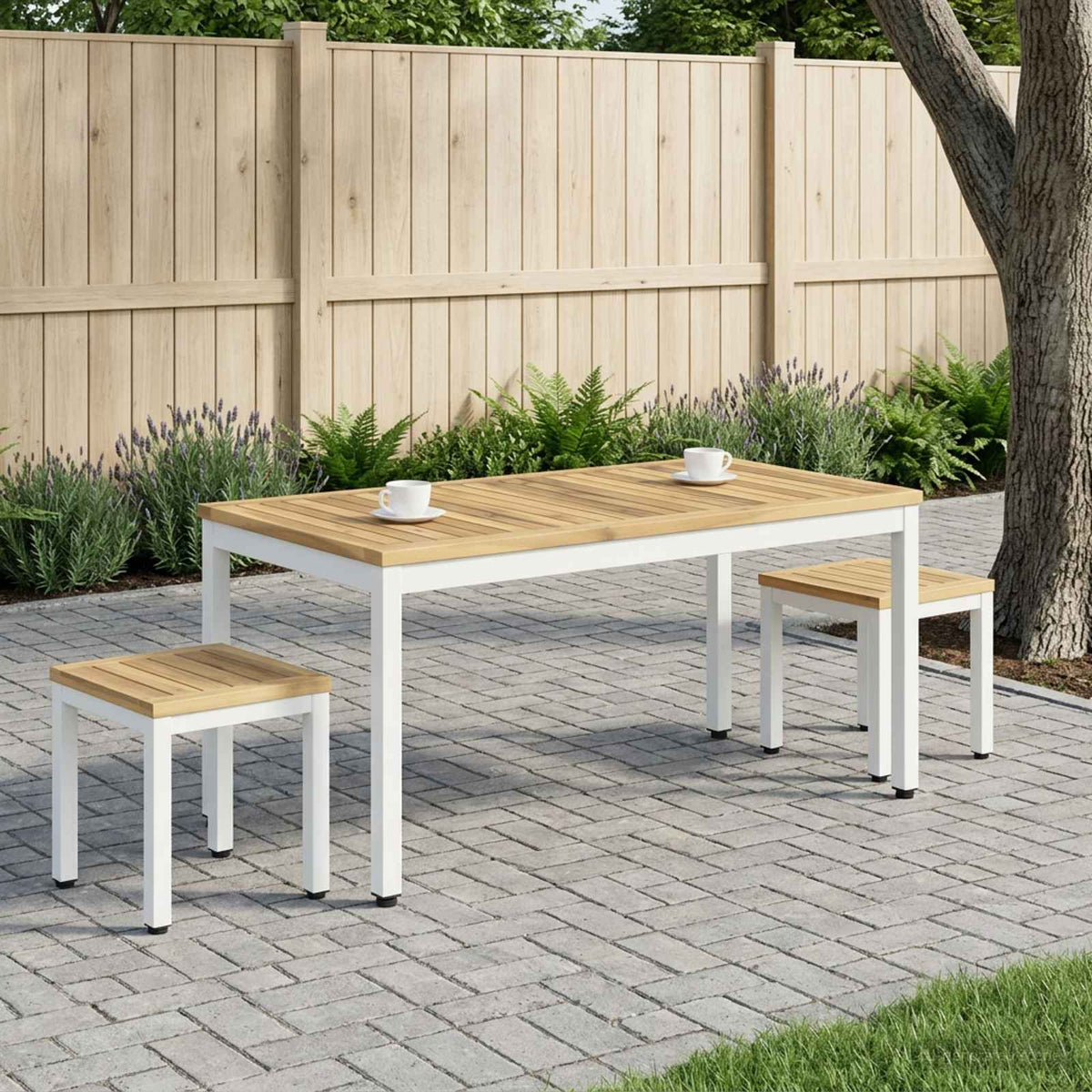 Salontafel Wit 50 x 100,5 x 45 cm Massief Acaciahout