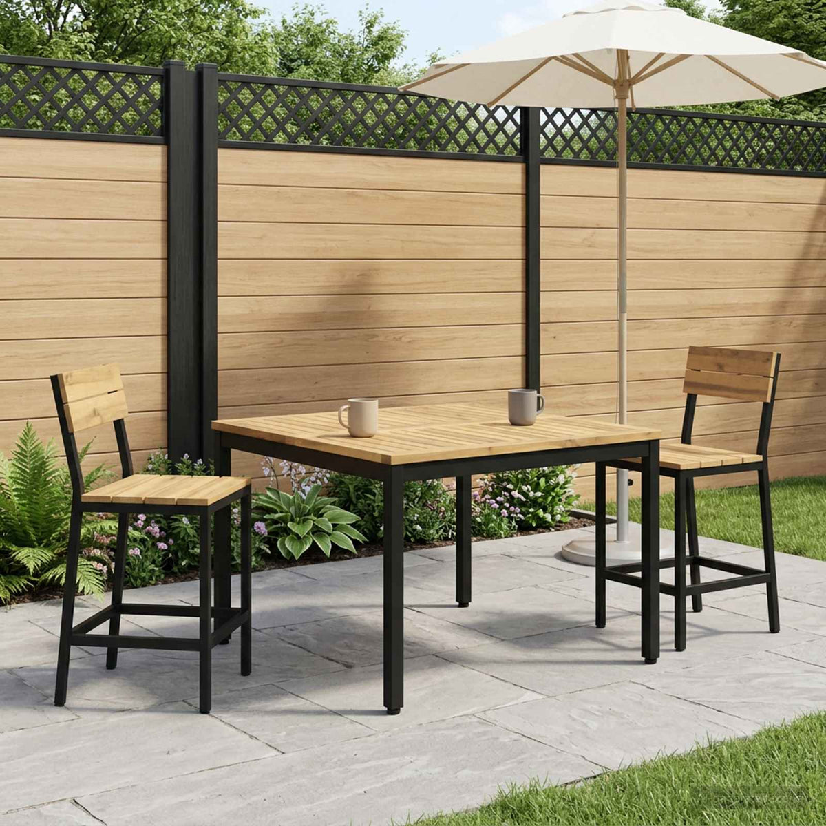 Salontafel Wit en zwart 80 x 80,5 x 45 cm Massief Acaciahout