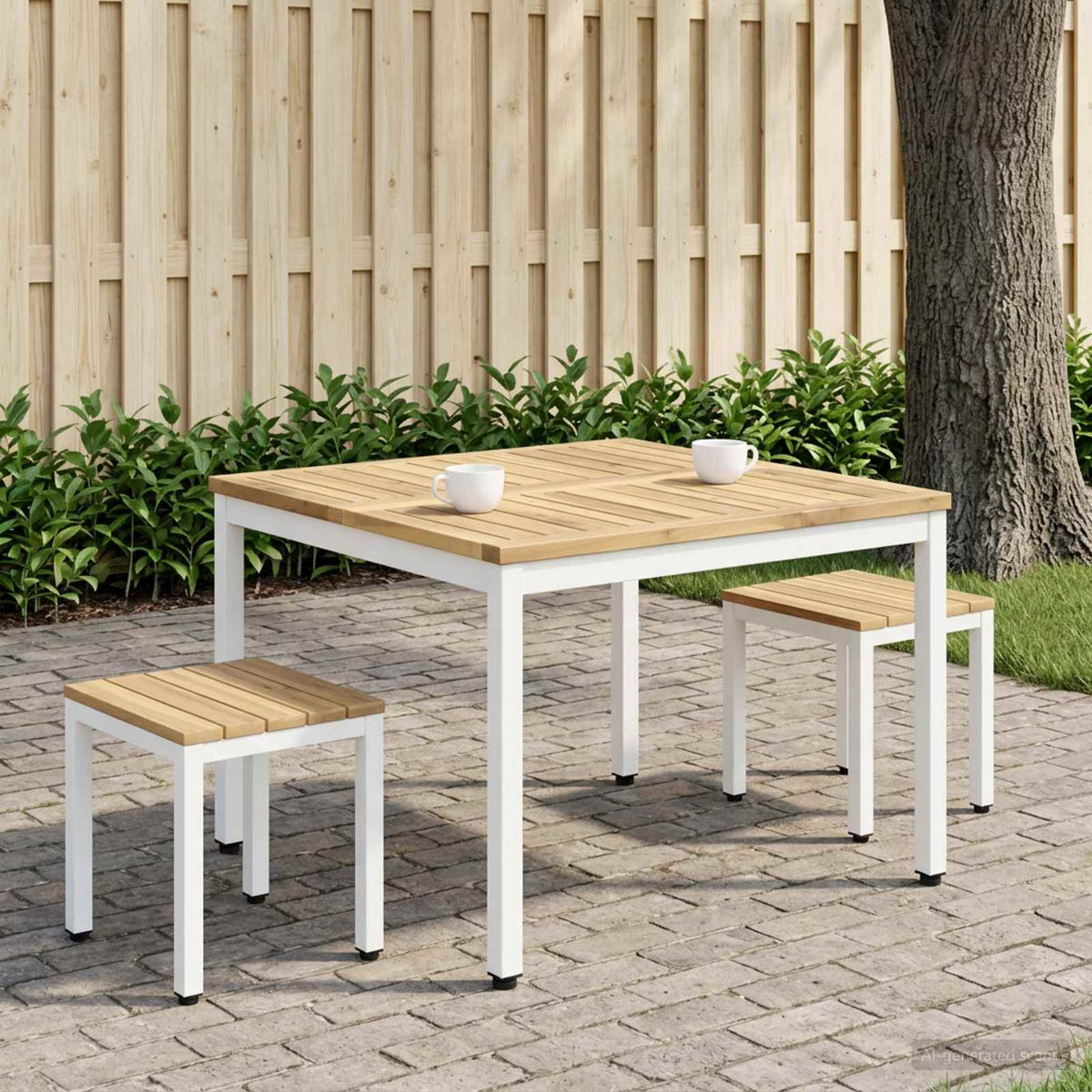 Salontafel Wit 80 x 80,5 x 45 cm Massief Acaciahout