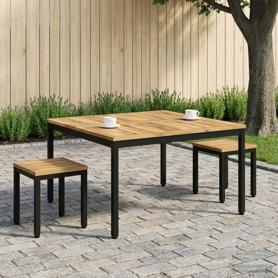 Salontafel Wit en zwart 100 x 100,5 x 45 cm Massief Acaciahout