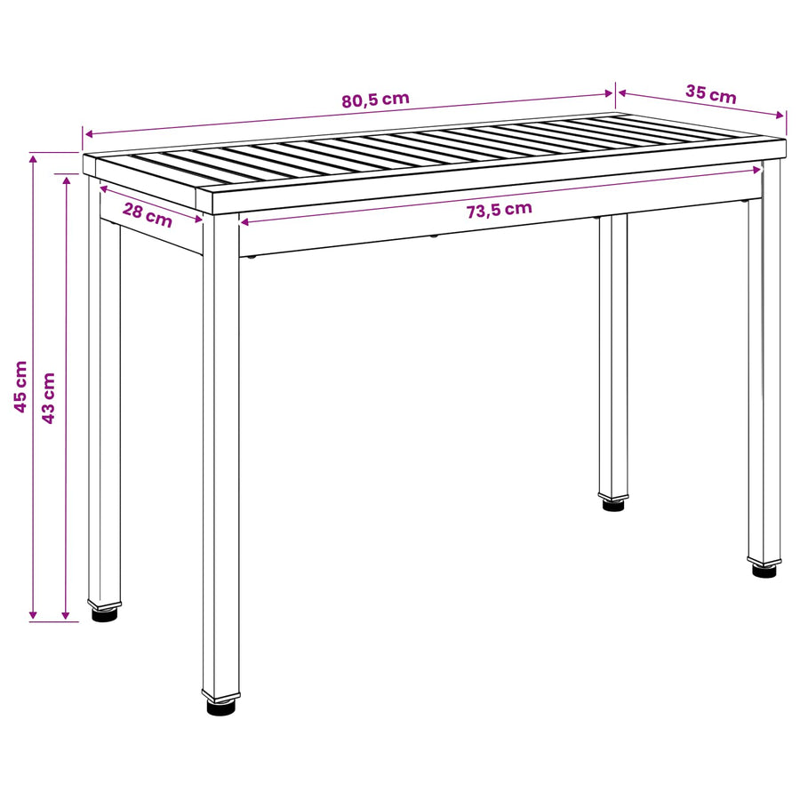 Tuinbank 80,5 x 35 x 45 cm Massief Acaciahout Wit en zwart