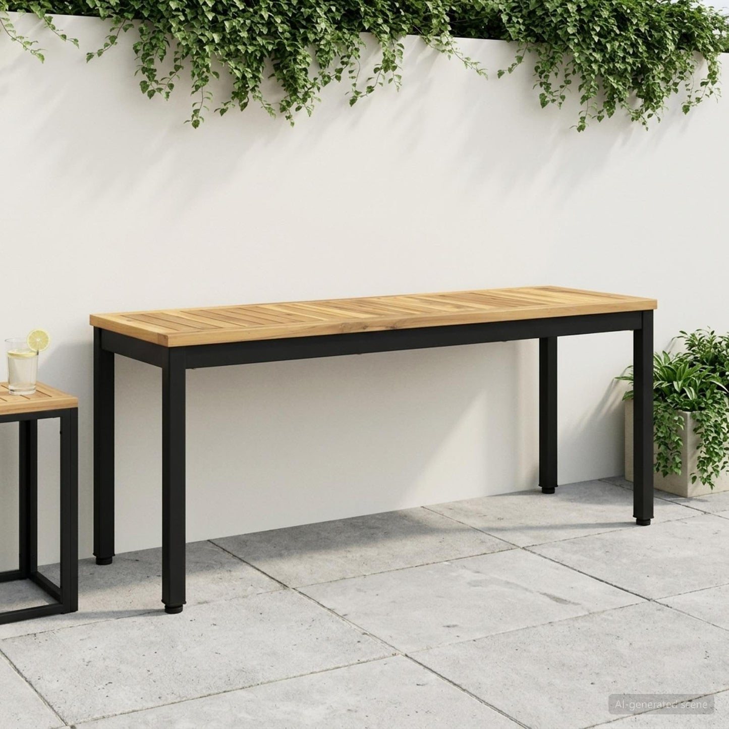 Tuinbank 108,5 x 35 x 45 cm Massief Acaciahout Wit en zwart