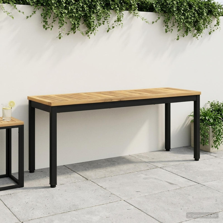 Tuinbank 108,5 x 35 x 45 cm Massief Acaciahout Wit en zwart