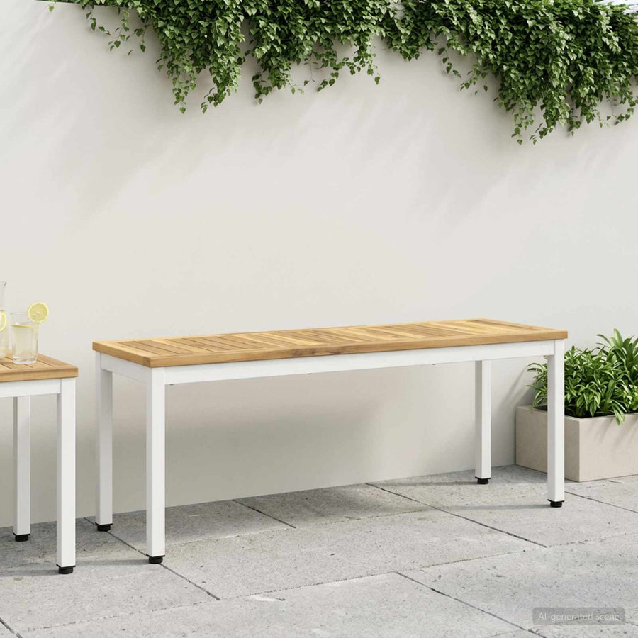 Tuinbank 108,5 x 35 x 45 cm Massief Acaciahout Wit Rechthoekig