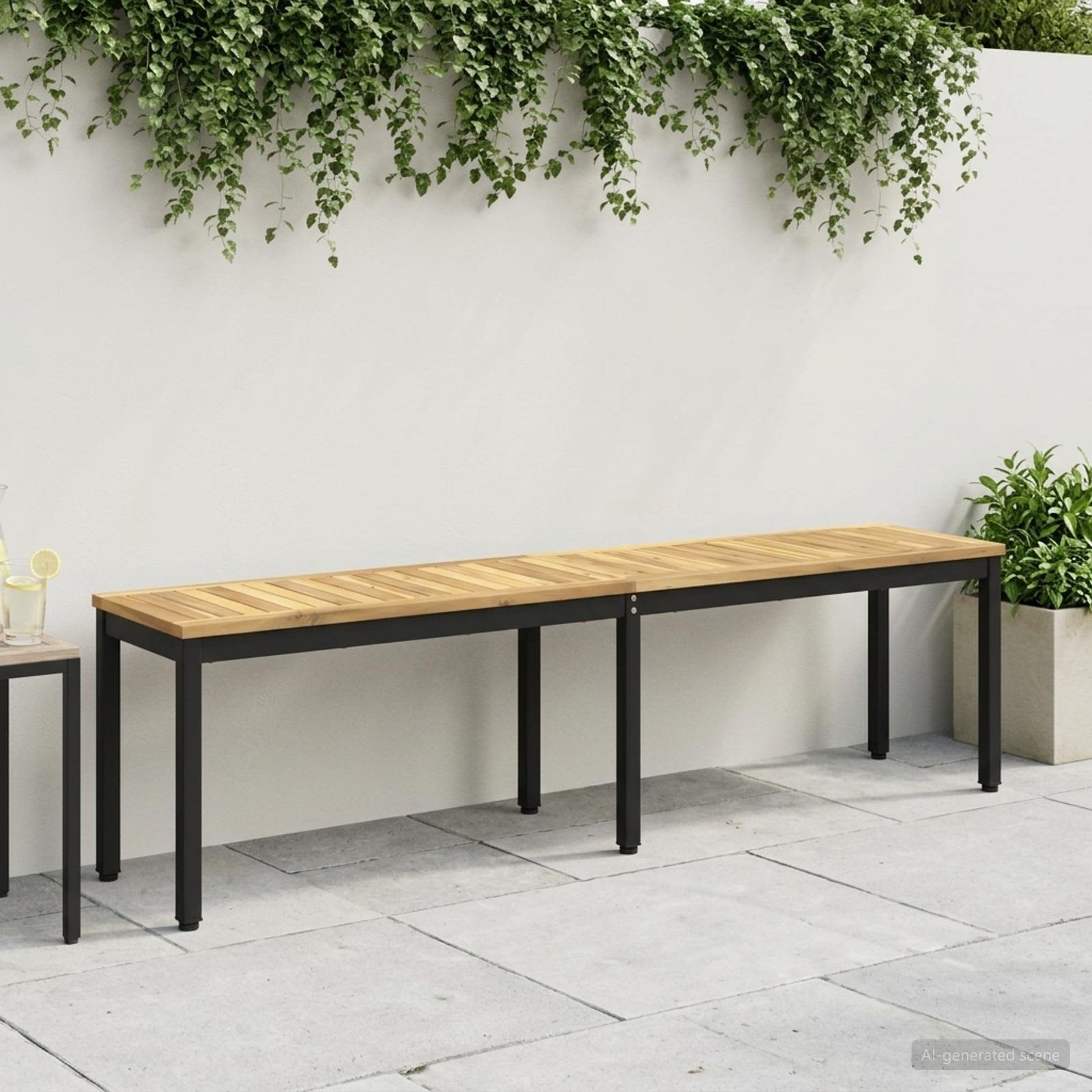 Tuinbank 161 x 35 x 45 cm Massief Acaciahout Wit en zwart