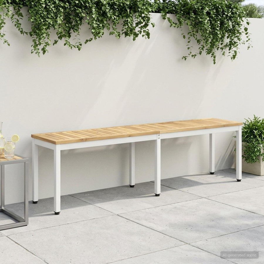 Tuinbank 161 x 35 x 45 cm Massief Acaciahout Wit Rechthoekig