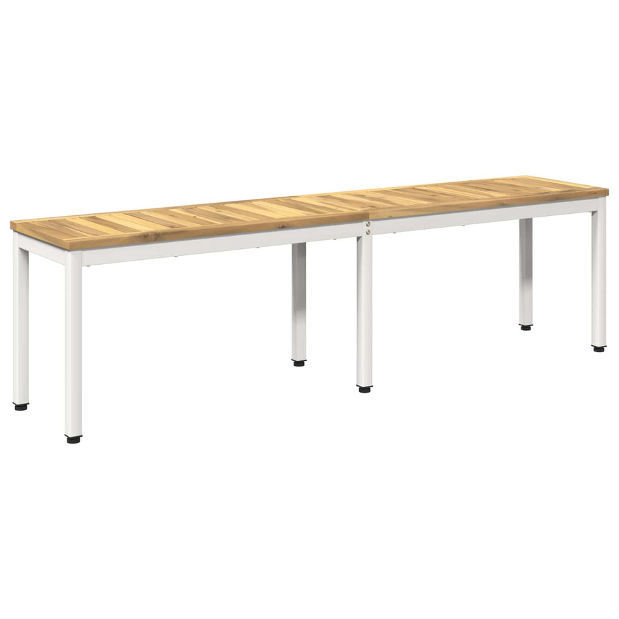 Tuinbank 161 x 35 x 45 cm Massief Acaciahout Wit Rechthoekig