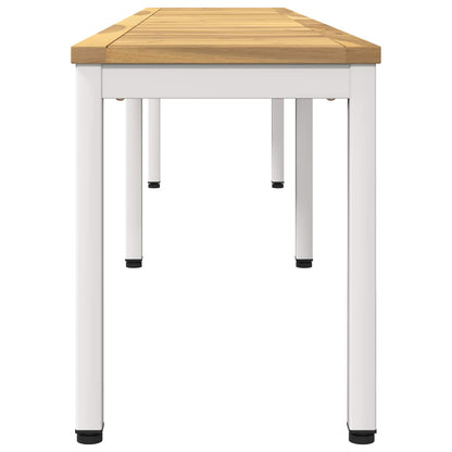 Tuinbank 201 x 35 x 45 cm Massief Acaciahout Wit Rechthoekig