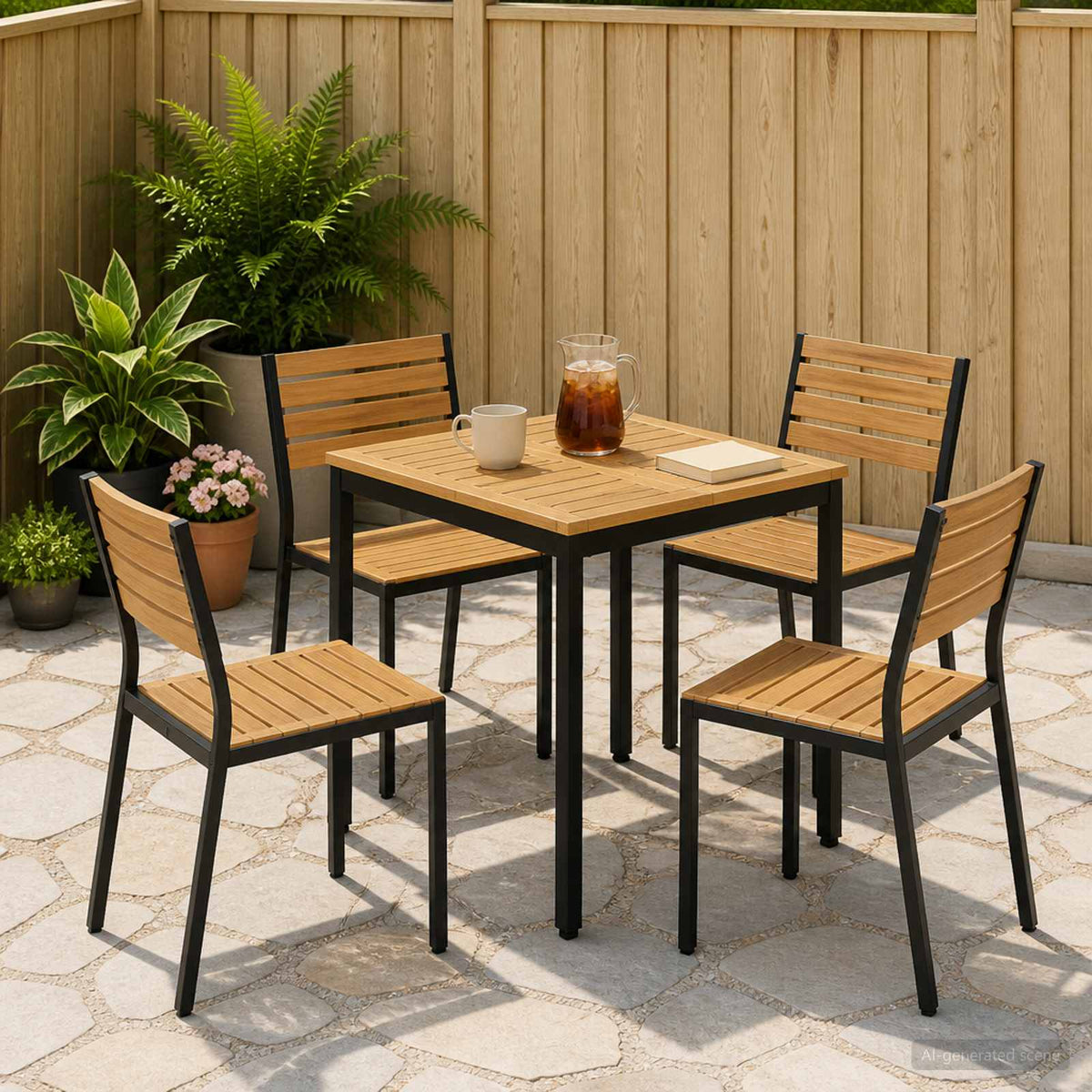 Tuindiner tafel Wit en zwart 60 x 60,5 x 75 cm