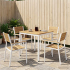 Tuin eettafel 60x60,5 cm acaciahout wit staal