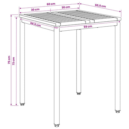 Tuindiner tafel Wit 60 x 60,5 x 75 cm Massief Acaciahout