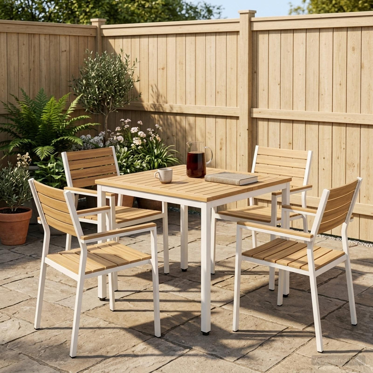 Tuindiner tafel Wit 70 x 68,5 x 75 cm Massief Acaciahout