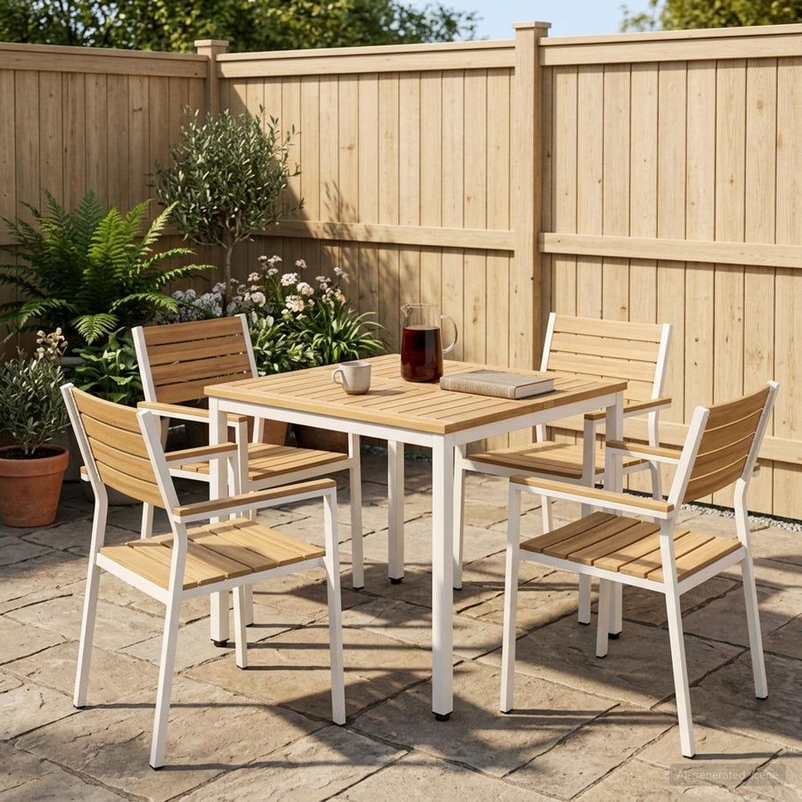 Tuindiner tafel Wit 70 x 68,5 x 75 cm Massief Acaciahout