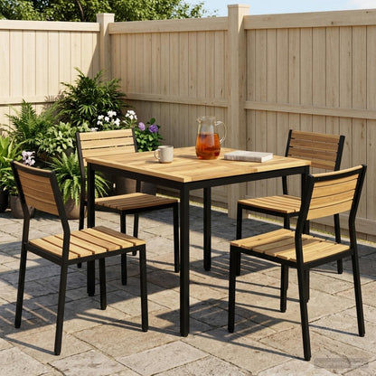 Tuindiner tafel Wit en zwart 80 x 80,5 x 75 cm