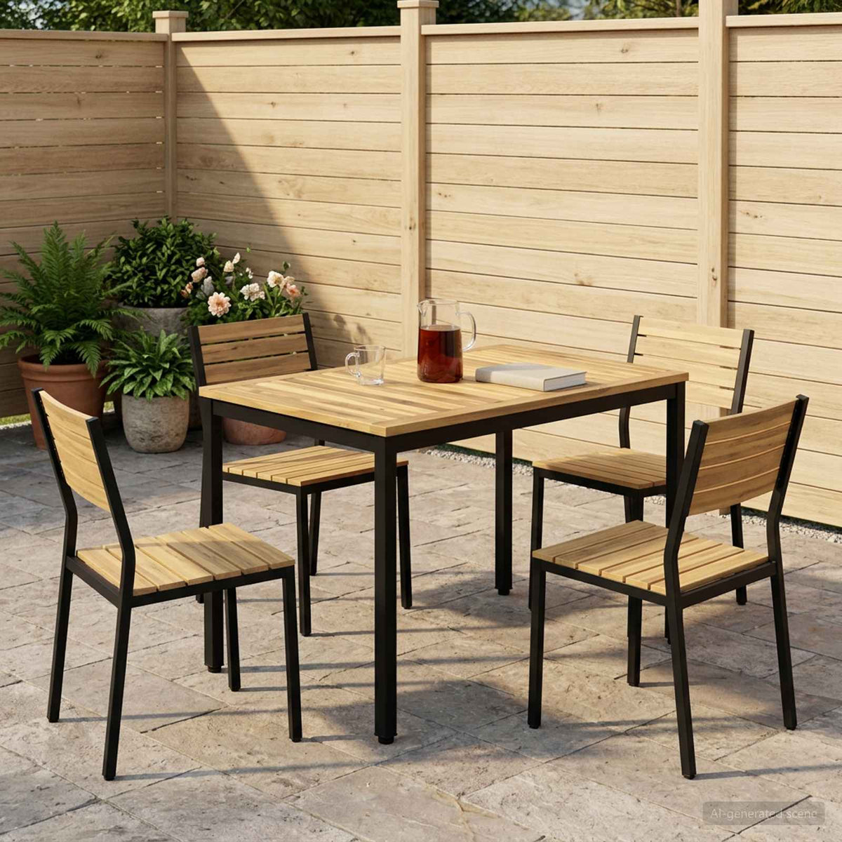 Tuindiner tafel Wit en zwart 108,5 x 55 x 75 cm