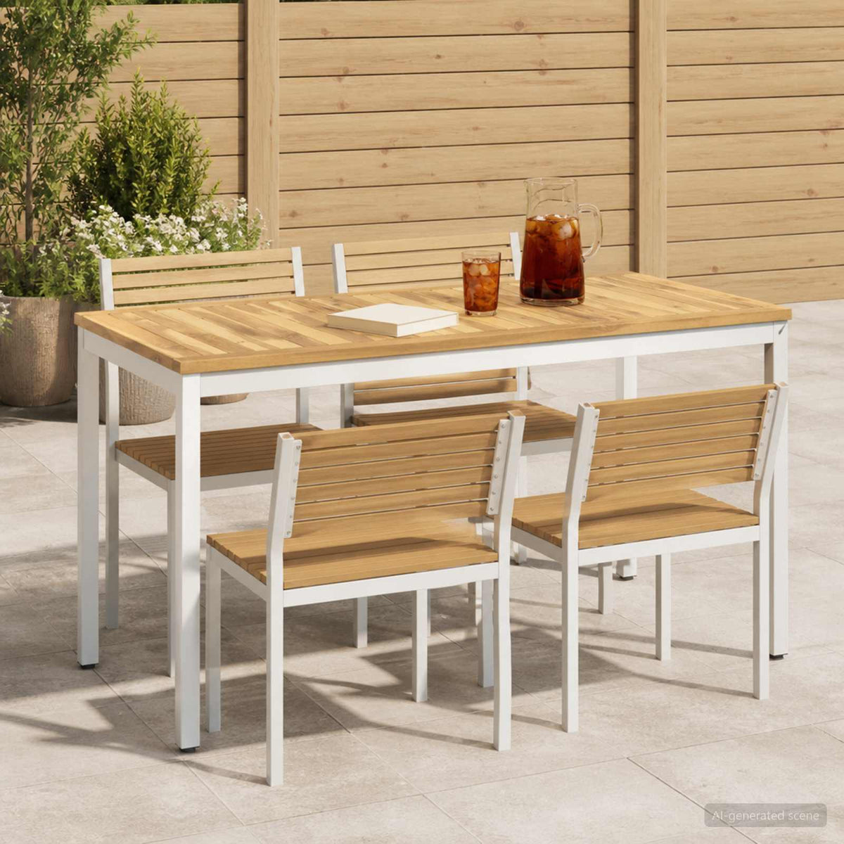 Tuindiner tafel Wit 108,5 x 55 x 75 cm Massief Acaciahout