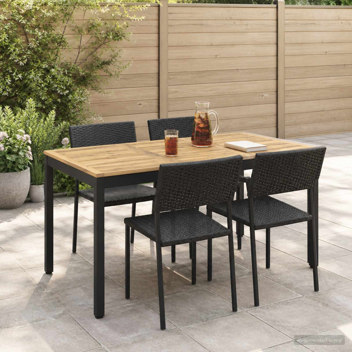 Tuindiner tafel Wit en zwart 141 x 80,5 x 75 cm