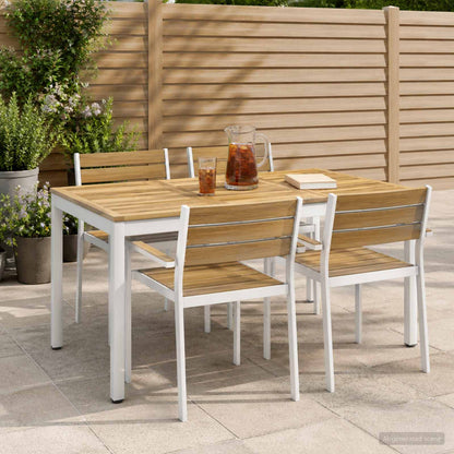 Tuindiner tafel Wit 141 x 80,5 x 75 cm Massief Acaciahout