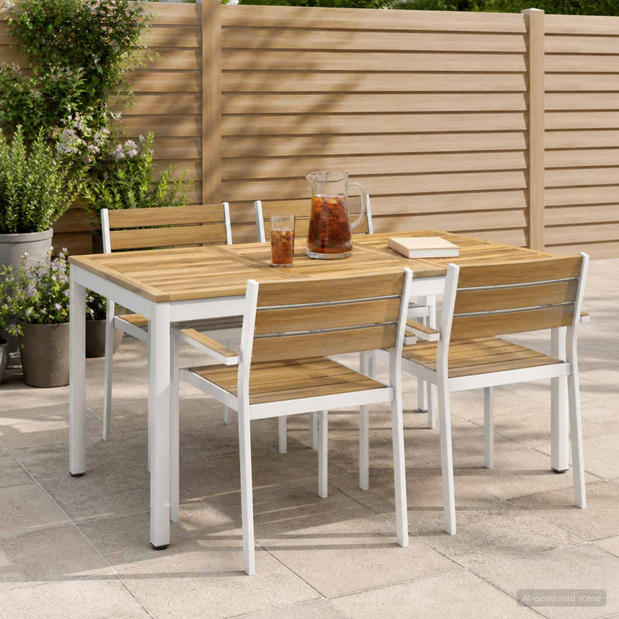 Tuindiner tafel Wit 141 x 80,5 x 75 cm Massief Acaciahout