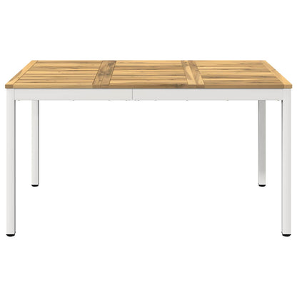 Tuindiner tafel Wit 141 x 80,5 x 75 cm Massief Acaciahout