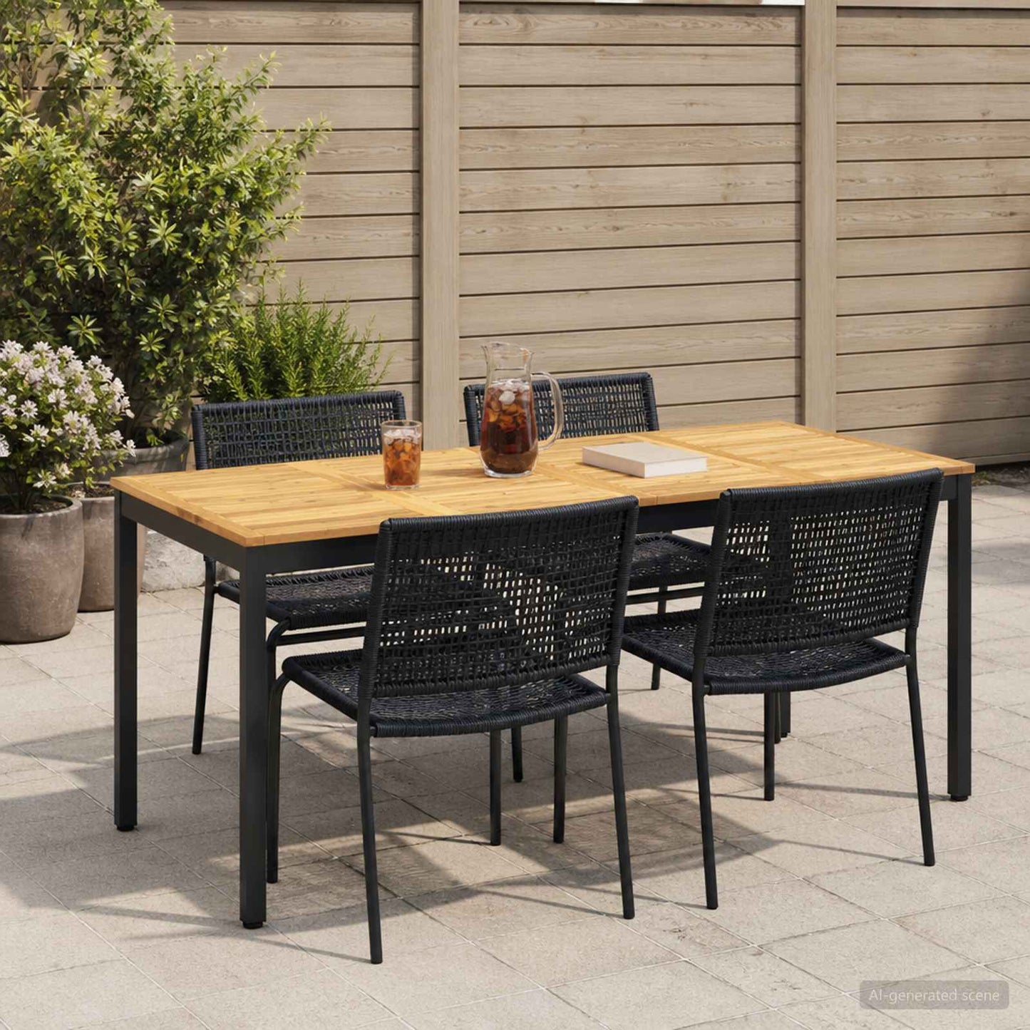 Tuindiner tafel Wit en zwart 147 x 88,5 x 75 cm