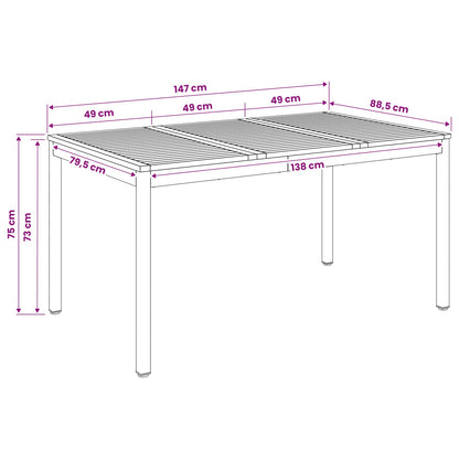 Tuindiner tafel Wit en zwart 147 x 88,5 x 75 cm