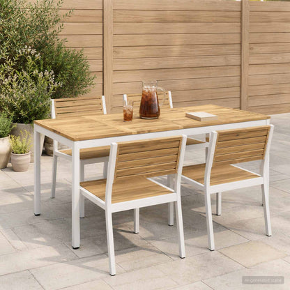 Tuindiner tafel Wit 180 x 88,5 x 75 cm Massief Acaciahout