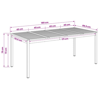 Tuindiner tafel Wit 180 x 88,5 x 75 cm Massief Acaciahout