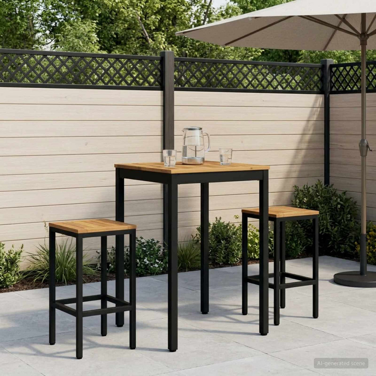 Tuinbar Tafel Wit en zwart 60 x 60,5 x 105 cm