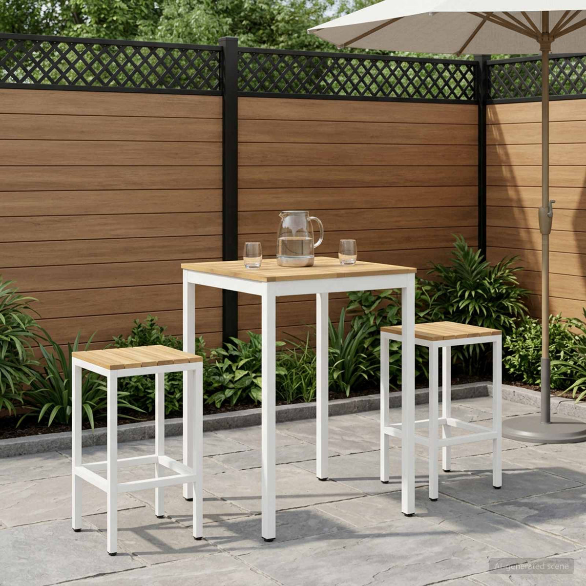 Tuinbar Tafel Wit 70 x 68,5 x 105 cm Massief Acaciahout