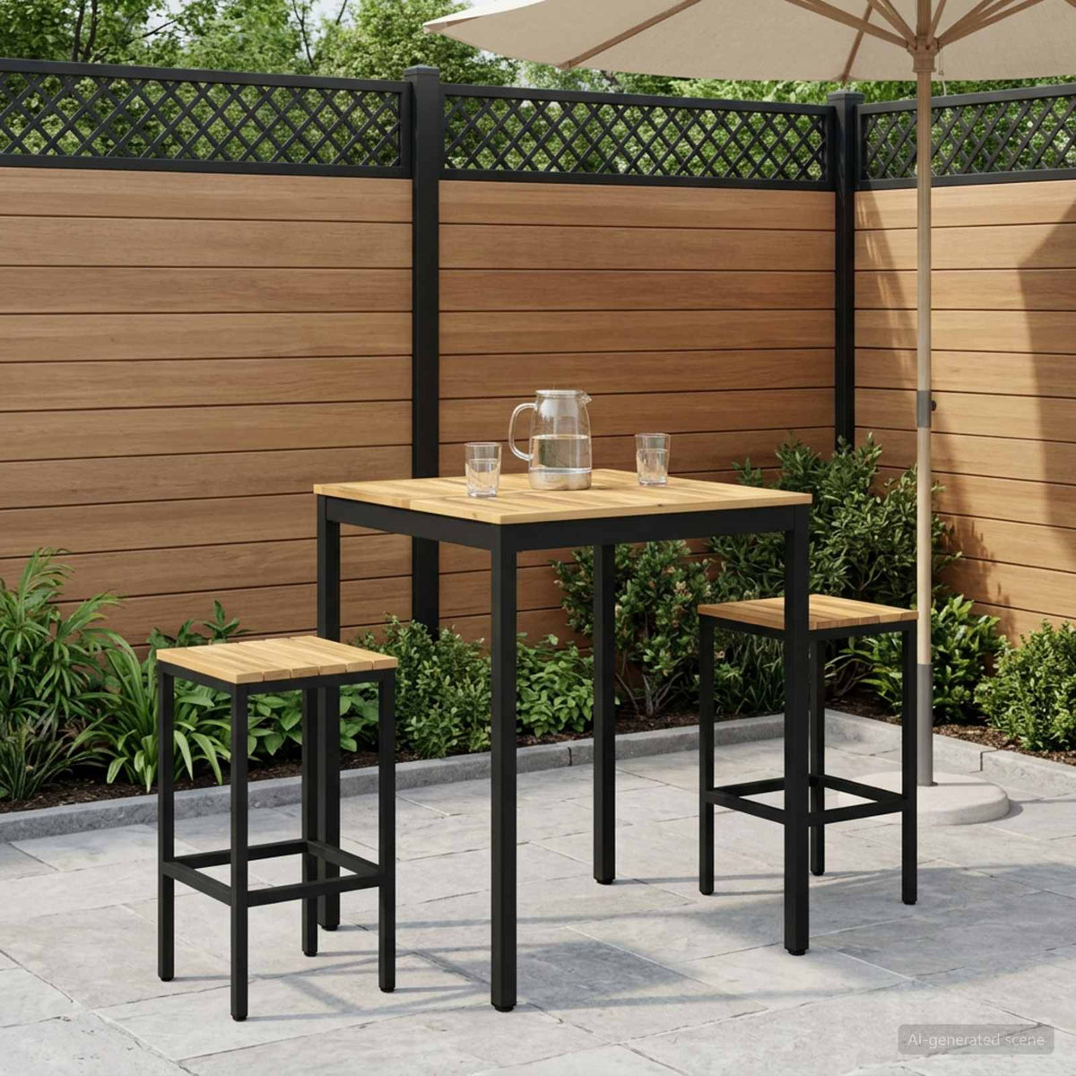Tuinbar Tafel Wit en zwart 80 x 80,5 x 105 cm