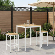 Tuinbar tafel 80x80,5x105 cm massief acaciahout wit staal