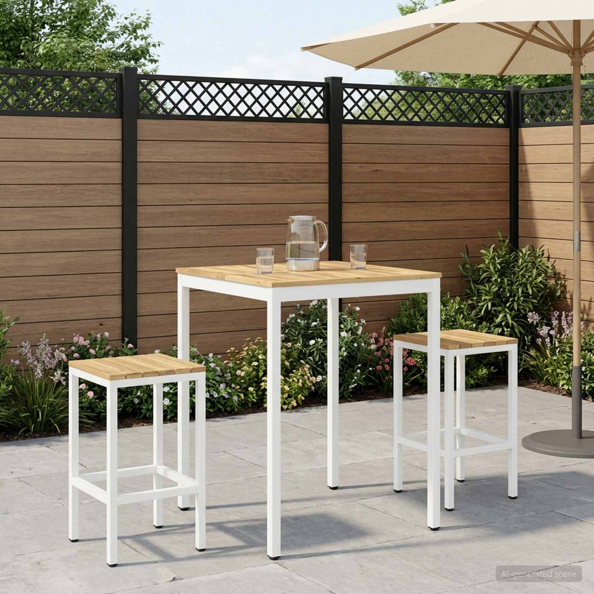 Tuinbar Tafel Wit 80 x 80,5 x 105 cm Massief Acaciahout