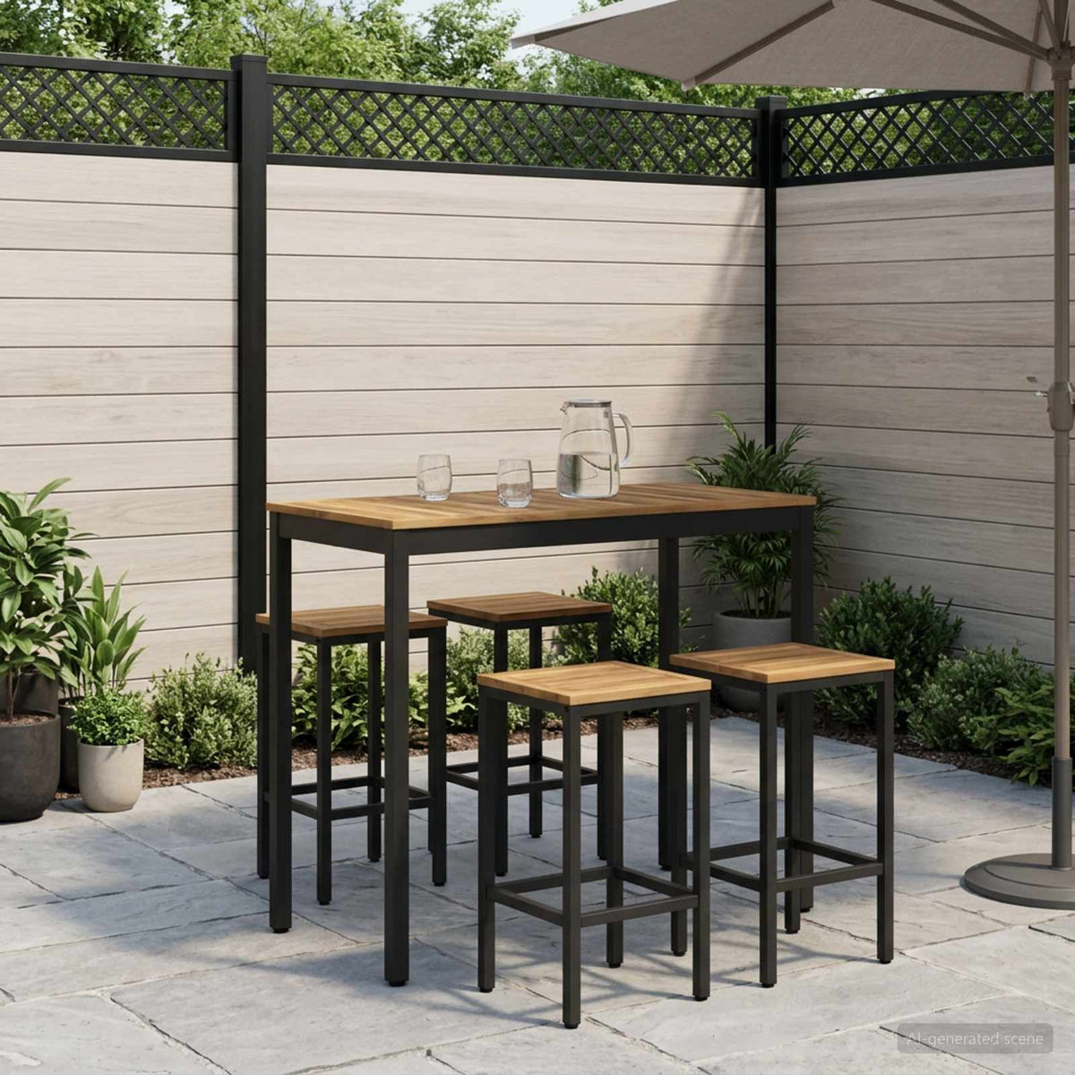 Tuinbar Tafel Wit en zwart 108,5 x 55 x 105 cm
