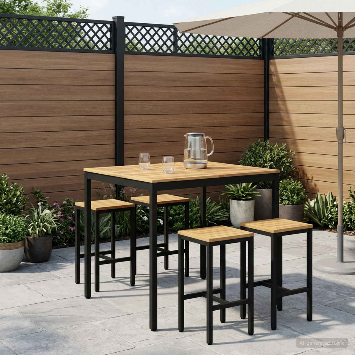 Tuinbar Tafel Wit en zwart 110 x 108,5 x 105 cm